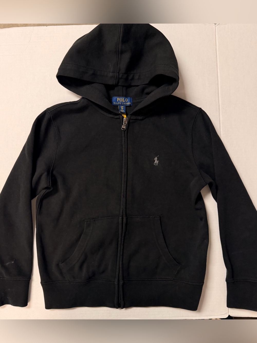Polo Ralph Lauren Boys Black Gray Logo Hoodie Jacket Small 8